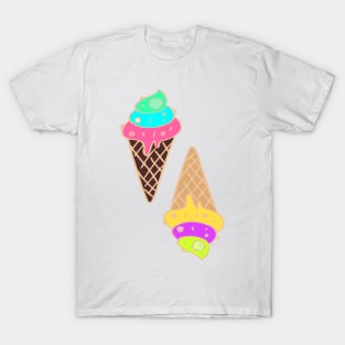 Twisted ice cream with waffle cone and sprinkles on top, gelato cartoon T-Shirt